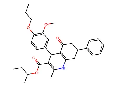 butan-2-yl 4-(3-methoxy-4-propoxyphenyl)-2-methyl-5-oxo-7-phenyl-1,4,5,6,7,8-hexahydroquinoline-3-carboxylate structure