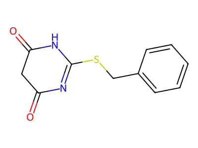 2-(benzylthio)pyrimidine-4,6(1H,5H)-dione structure