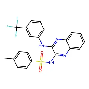 4-methyl-N-(3-{[3-(trifluoromethyl)phenyl]amino}quinoxalin-2-yl)benzenesulfonamide structure