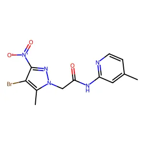 2-(4-bromo-5-methyl-3-nitro-1H-pyrazol-1-yl)-N-(4-methylpyridin-2-yl)acetamide structure