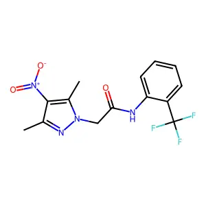 2-(3,5-dimethyl-4-nitro-1H-pyrazol-1-yl)-N-(2-(trifluoromethyl)phenyl)acetamide structure