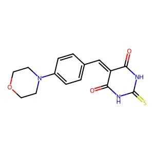 5-(4-morpholinobenzylidene)-2-thioxodihydropyrimidine-4,6(1H,5H)-dione structure