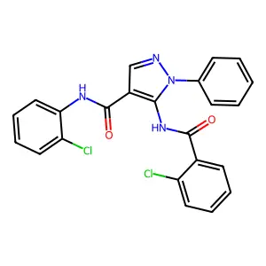 5-[(2-chlorobenzoyl)amino]-N-(2-chlorophenyl)-1-phenylpyrazole-4-carboxamide structure