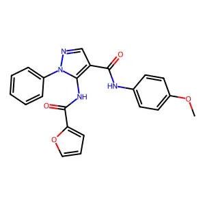 5-(furan-2-carbonylamino)-N-(4-methoxyphenyl)-1-phenylpyrazole-4-carboxamide structure
