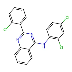 2-(2-chlorophenyl)-N-(2,4-dichlorophenyl)quinazolin-4-amine structure