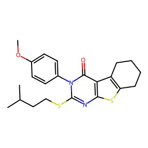 2-(isopentylsulfanyl)-3-(4-methoxyphenyl)-5,6,7,8-tetrahydro[1]benzothieno[2,3-d]pyrimidin-4(3H)-one structure