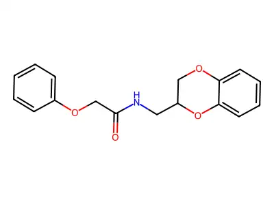 N-(2,3-dihydro-1,4-benzodioxin-3-ylmethyl)-2-phenoxyacetamide structure