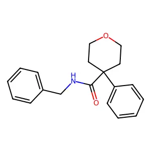 N-benzyl-4-phenyltetrahydro-2H-pyran-4-carboxamide structure