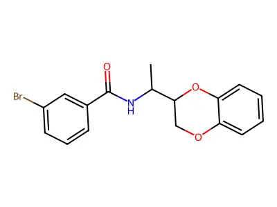 3-bromo-N-[1-(2,3-dihydro-1,4-benzodioxin-2-yl)ethyl]benzamide structure