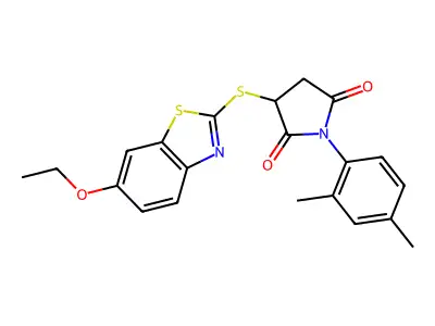 1-(2,4-dimethylphenyl)-3-[(6-ethoxy-1,3-benzothiazol-2-yl)sulfanyl]pyrrolidine-2,5-dione structure