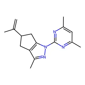 1-(4,6-dimethylpyrimidin-2-yl)-3-methyl-5-(prop-1-en-2-yl)-1,4,5,6-tetrahydrocyclopenta[c]pyrazole structure