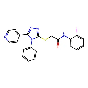 N-(2-iodophenyl)-2-[(4-phenyl-5-pyridin-4-yl-1,2,4-triazol-3-yl)sulfanyl]acetamide structure