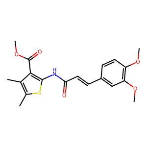 (E)-methyl 2-(3-(3,4-dimethoxyphenyl)acrylamido)-4,5-dimethylthiophene-3-carboxylate structure