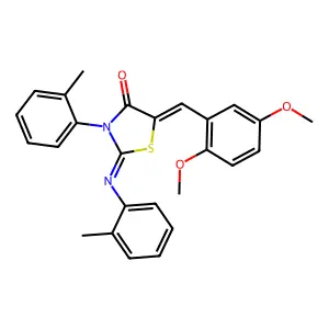 5-(2,5-dimethoxybenzylidene)-3-(2-methylphenyl)-2-[(2-methylphenyl)imino]-1,3-thiazolidin-4-one structure