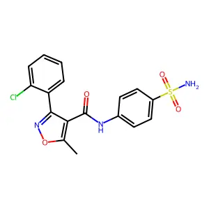 3-(2-chlorophenyl)-5-methyl-N-(4-sulfamoylphenyl)-1,2-oxazole-4-carboxamide structure