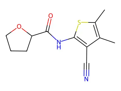 N-(3-cyano-4,5-dimethyl-2-thienyl)tetrahydro-2-furancarboxamide structure