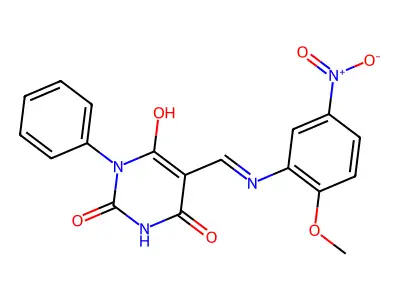 (5Z)-5-[(2-methoxy-5-nitroanilino)methylidene]-1-phenyl-1,3-diazinane-2,4,6-trione structure