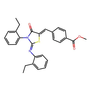 methyl 4-({3-(2-ethylphenyl)-2-[(2-ethylphenyl)imino]-4-oxo-1,3-thiazolidin-5-ylidene}methyl)benzoate structure