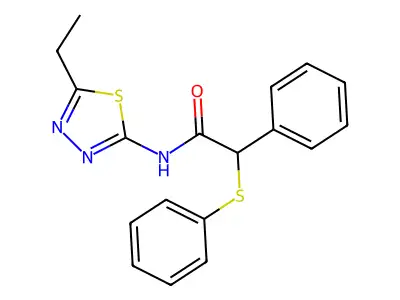 N-(5-ethyl-1,3,4-thiadiazol-2-yl)-2-phenyl-2-phenylsulfanylacetamide structure