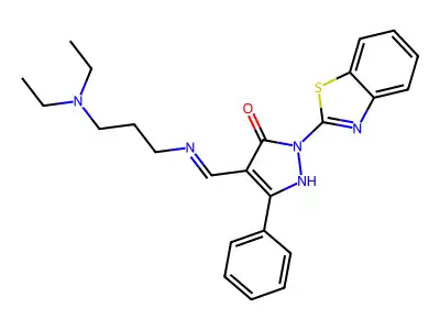 (4E)-2-(1,3-benzothiazol-2-yl)-4-[[3-(diethylamino)propylamino]methylidene]-5-phenylpyrazol-3-one structure