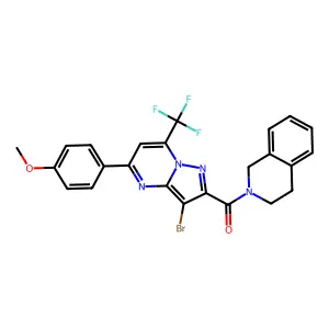 [3-bromo-5-(4-methoxyphenyl)-7-(trifluoromethyl)pyrazolo[1,5-a]pyrimidin-2-yl]-(3,4-dihydro-1H-isoquinolin-2-yl)methanone structure