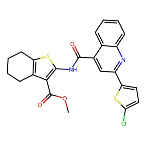 methyl 2-({[2-(5-chloro-2-thienyl)-4-quinolinyl]carbonyl}amino)-4,5,6,7-tetrahydro-1-benzothiophene-3-carboxylate structure