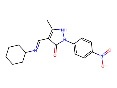(4E)-4-[(cyclohexylamino)methylidene]-5-methyl-2-(4-nitrophenyl)pyrazol-3-one structure