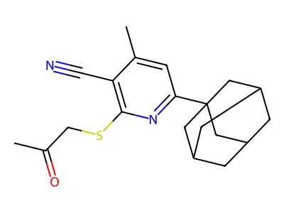 6-(1-Adamantyl)-4-methyl-2-(2-oxopropylsulfanyl)pyridine-3-carbonitrile structure