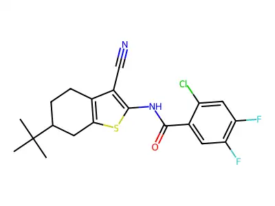 N-(6-tert-butyl-3-cyano-4,5,6,7-tetrahydro-1-benzothiophen-2-yl)-2-chloro-4,5-difluorobenzamide structure