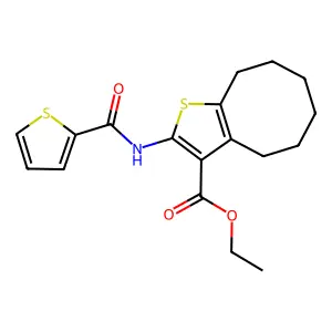 ethyl 2-(thiophene-2-carbonylamino)-4,5,6,7,8,9-hexahydrocycloocta[b]thiophene-3-carboxylate structure