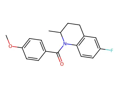 (6-fluoro-2-methyl-3,4-dihydro-2H-quinolin-1-yl)-(4-methoxyphenyl)methanone structure