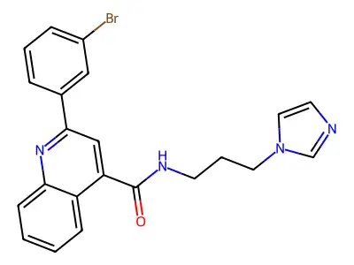 2-(3-bromophenyl)-N-(3-imidazol-1-ylpropyl)quinoline-4-carboxamide structure