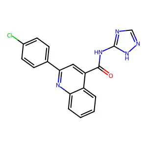 2-(4-chlorophenyl)-N-(1H-1,2,4-triazol-5-yl)quinoline-4-carboxamide structure