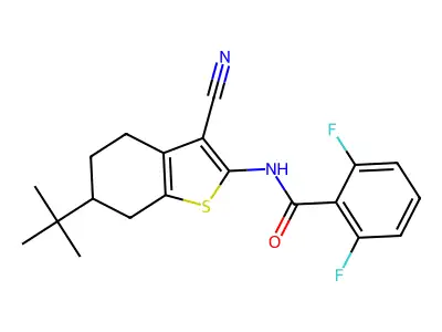 N-(6-tert-butyl-3-cyano-4,5,6,7-tetrahydro-1-benzothiophen-2-yl)-2,6-difluorobenzamide structure