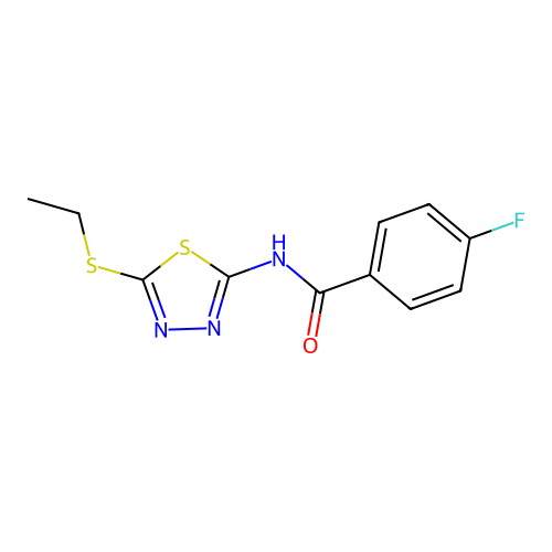 N-[5-(ethylsulfanyl)-1,3,4-thiadiazol-2-yl]-4-fluorobenzamide structure