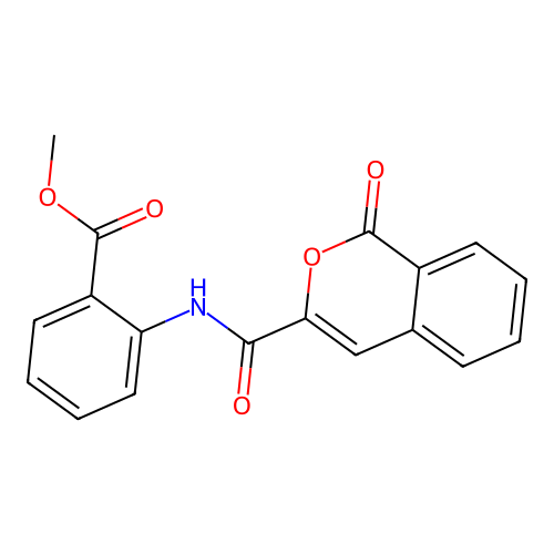 methyl 2-{[(1-oxo-1H-isochromen-3-yl)carbonyl]amino}benzoate structure