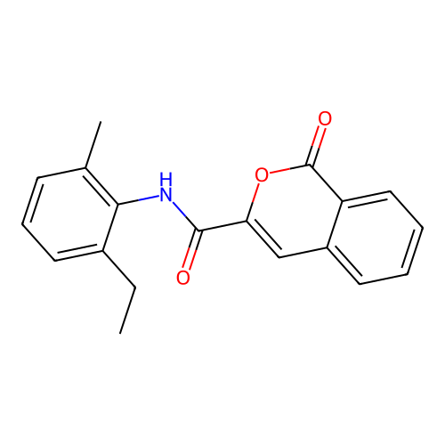 N-(2-ethyl-6-methylphenyl)-1-oxo-1H-isochromene-3-carboxamide structure