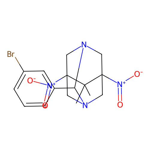 1,3-Diazatricyclo[3.3.1.1(3,7)]decane, 2-(3-bromophenyl)-6,6-dimethyl-5,7-dinitro- structure