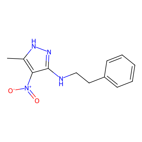 3-methyl-4-nitro-N-(2-phenylethyl)-1H-pyrazol-5-amine structure