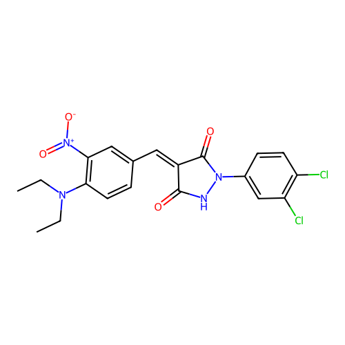 (4E)-1-(3,4-dichlorophenyl)-4-[4-(diethylamino)-3-nitrobenzylidene]pyrazolidine-3,5-dione structure