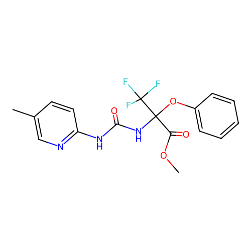 Methyl 3,3,3-trifluoro-2-(3-(5-methylpyridin-2-yl)ureido)-2-phenoxypropanoate structure