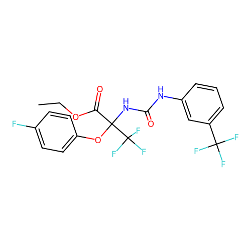 ethyl 3,3,3-trifluoro-2-(4-fluorophenoxy)-N-{[3-(trifluoromethyl)phenyl]carbamoyl}alaninate structure