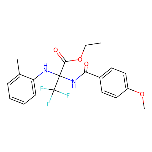 ethyl 3,3,3-trifluoro-N-[(4-methoxyphenyl)carbonyl]-2-[(2-methylphenyl)amino]alaninate structure