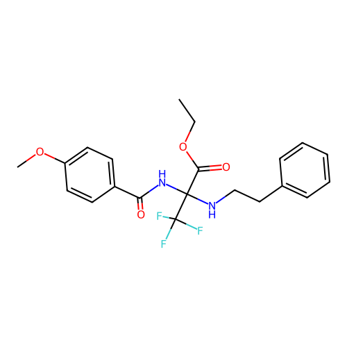 Ethyl 3,3,3-trifluoro-2-[(4-methoxybenzoyl)amino]-2-(phenethylamino)propanoate structure