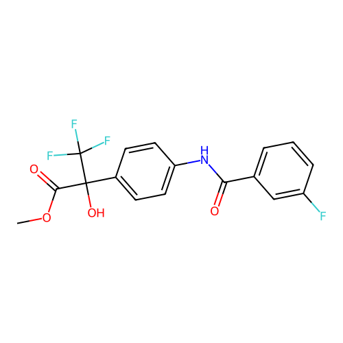 Methyl 3,3,3-trifluoro-2-{4-[(3-fluorobenzoyl)amino]phenyl}-2-hydroxypropanoate structure
