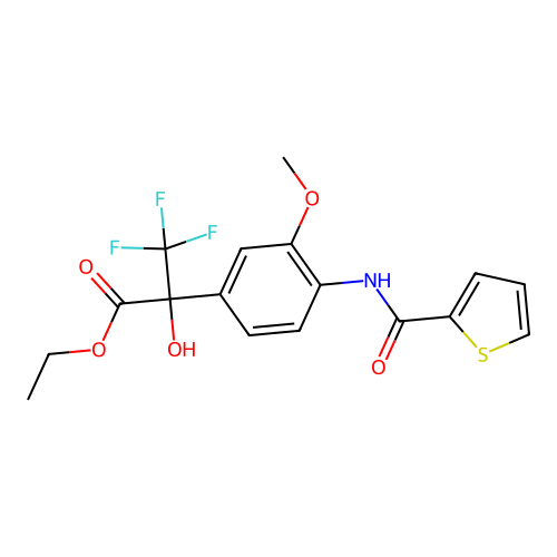 ethyl 3,3,3-trifluoro-2-hydroxy-2-[3-methoxy-4-(2-thienylcarbonylamino)phenyl] propanoate structure