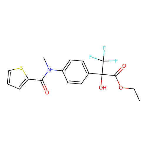 ethyl 3,3,3-trifluoro-2-hydroxy-2-(4-(N-methylthiophene-2-carboxamido)phenyl)propanoate structure