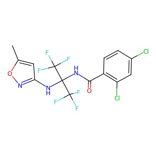 2,4-dichloro-N-[1,1,1,3,3,3-hexafluoro-2-[(5-methyl-1,2-oxazol-3-yl)amino]propan-2-yl]benzamide structure