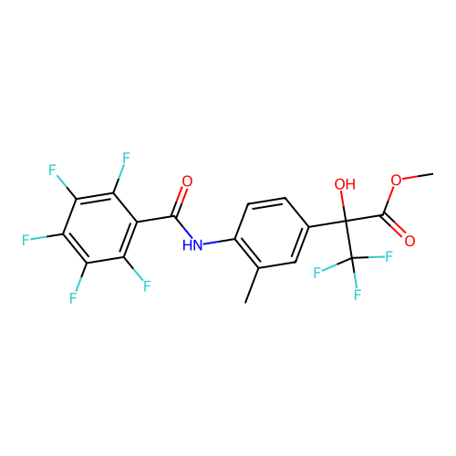 methyl 3,3,3-trifluoro-2-hydroxy-2-(3-methyl-4-{[(pentafluorophenyl)carbonyl]amino}phenyl)propanoate structure