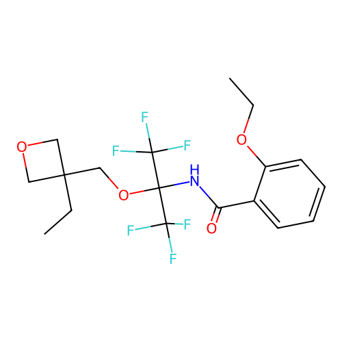 2-ethoxy-N-{2-[(3-ethyloxetan-3-yl)methoxy]-1,1,1,3,3,3-hexafluoropropan-2-yl}benzamide structure